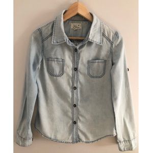 Denim Shirt with Lace Detail Back